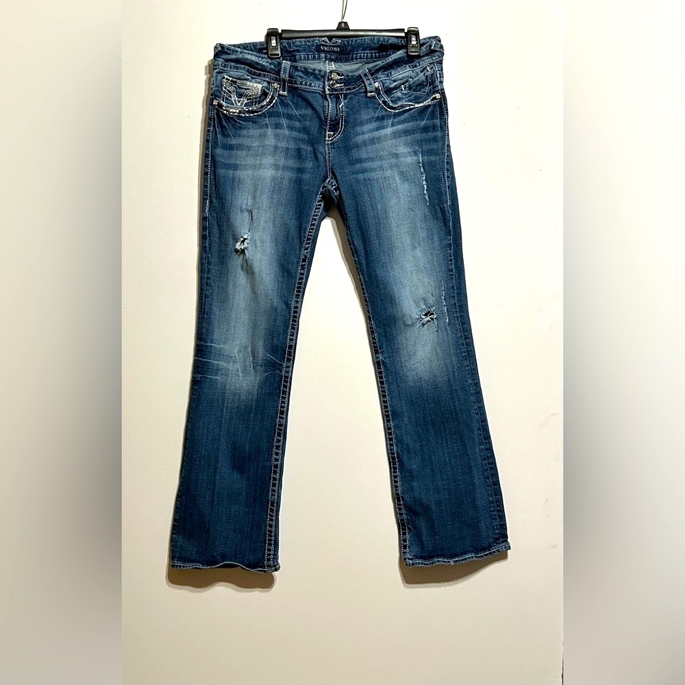 Women’s Blue Distressed Bootcut Jeans